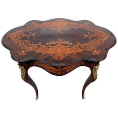 RJ Horner of New York Inlaid Satinwood and Walnut Center Table Mother-of-Pearl