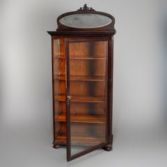 R.J. Horner School Carved Oak Single Door & Mirrored China Cabinet, circa 1900