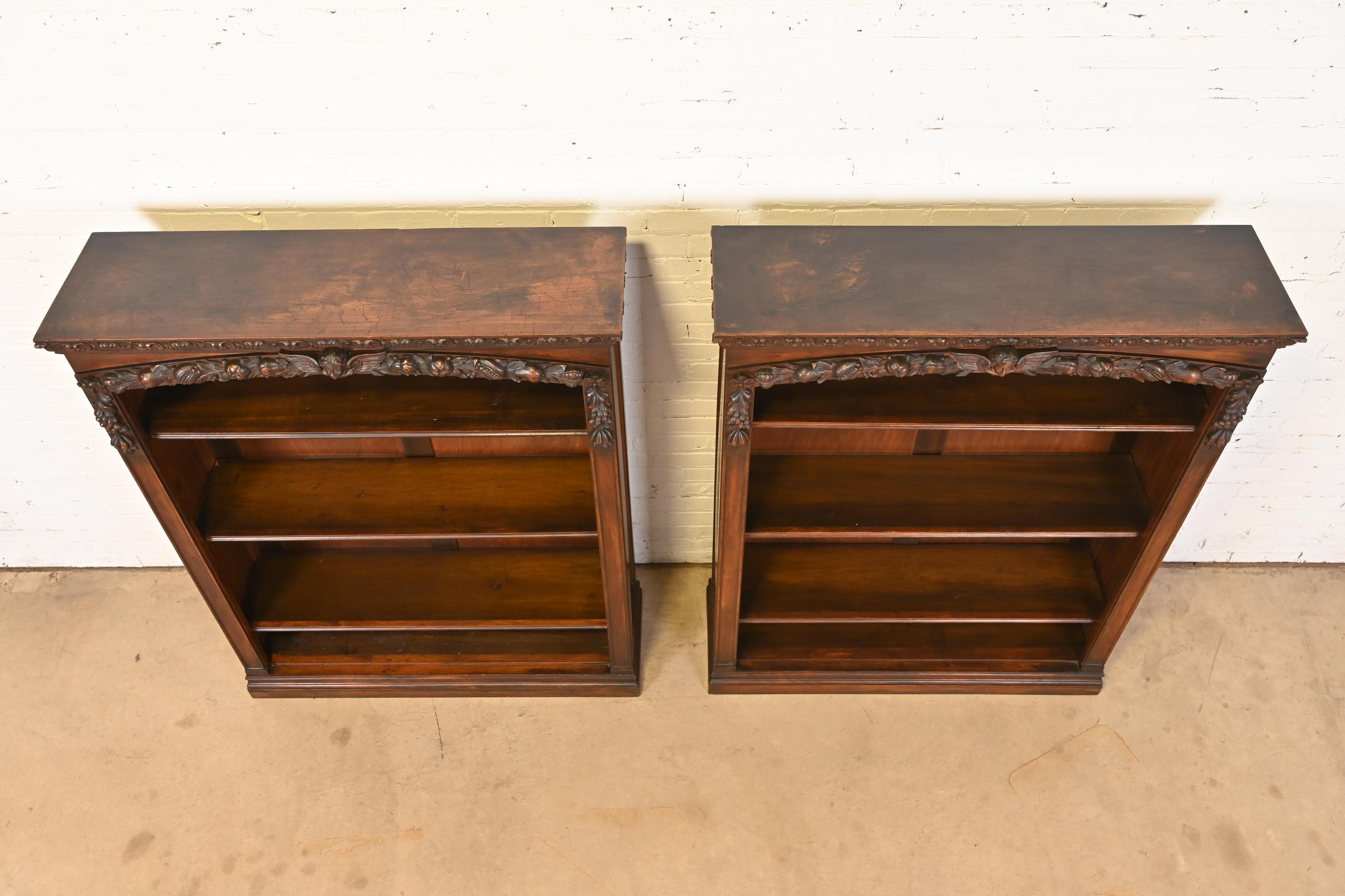R.J. Horner Style Antique Victorian Renaissance Revival Carved Walnut Bookcases For Sale 5