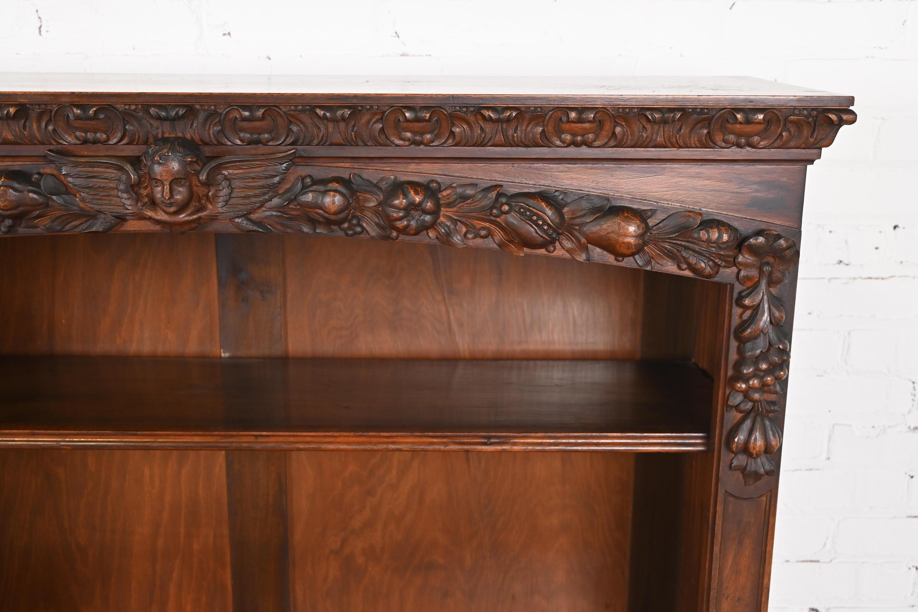 R.J. Horner Style Antique Victorian Renaissance Revival Carved Walnut Bookcases For Sale 3