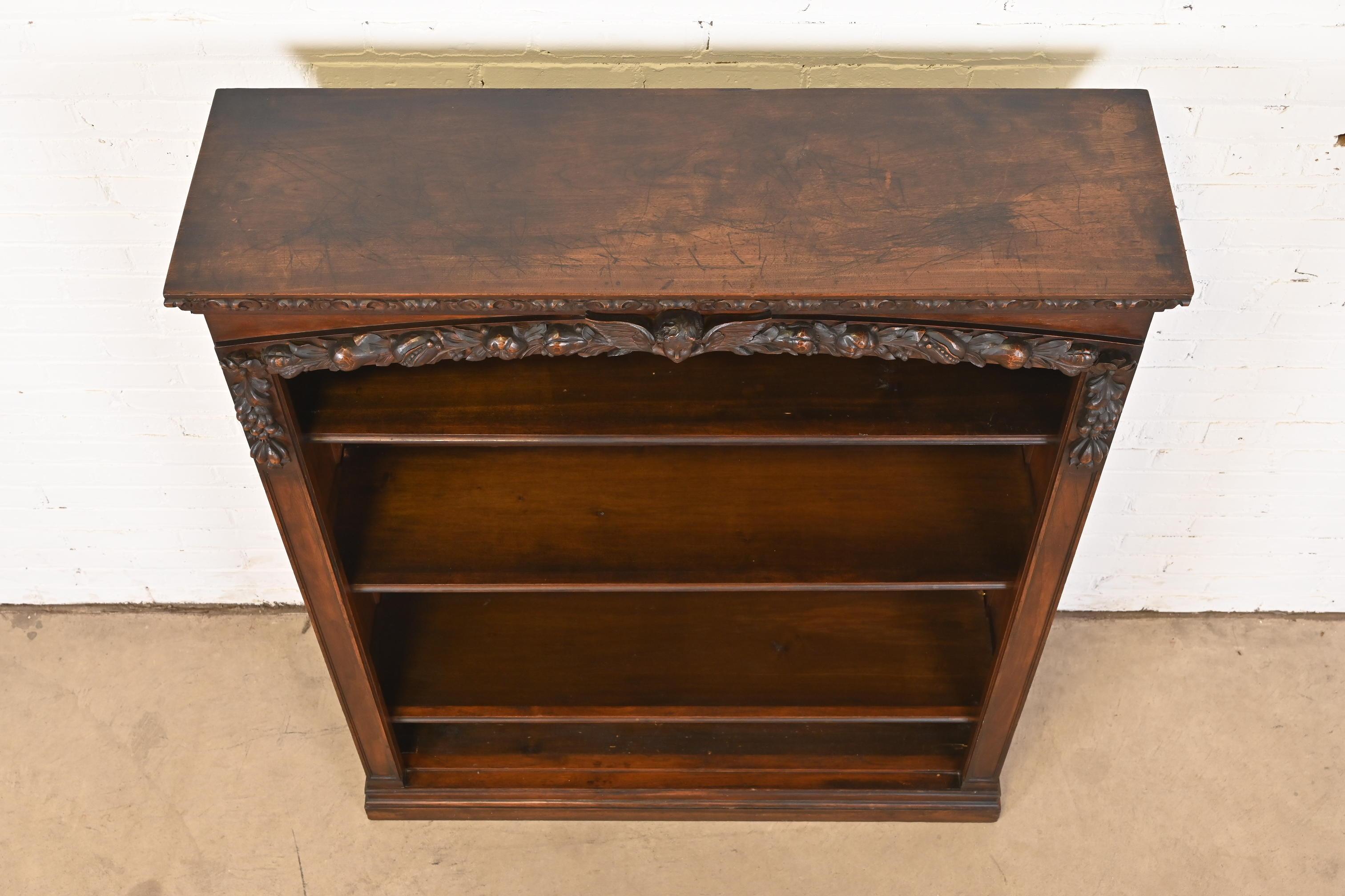 R.J. Horner Style Antique Victorian Renaissance Revival Walnut Bookcase For Sale 5