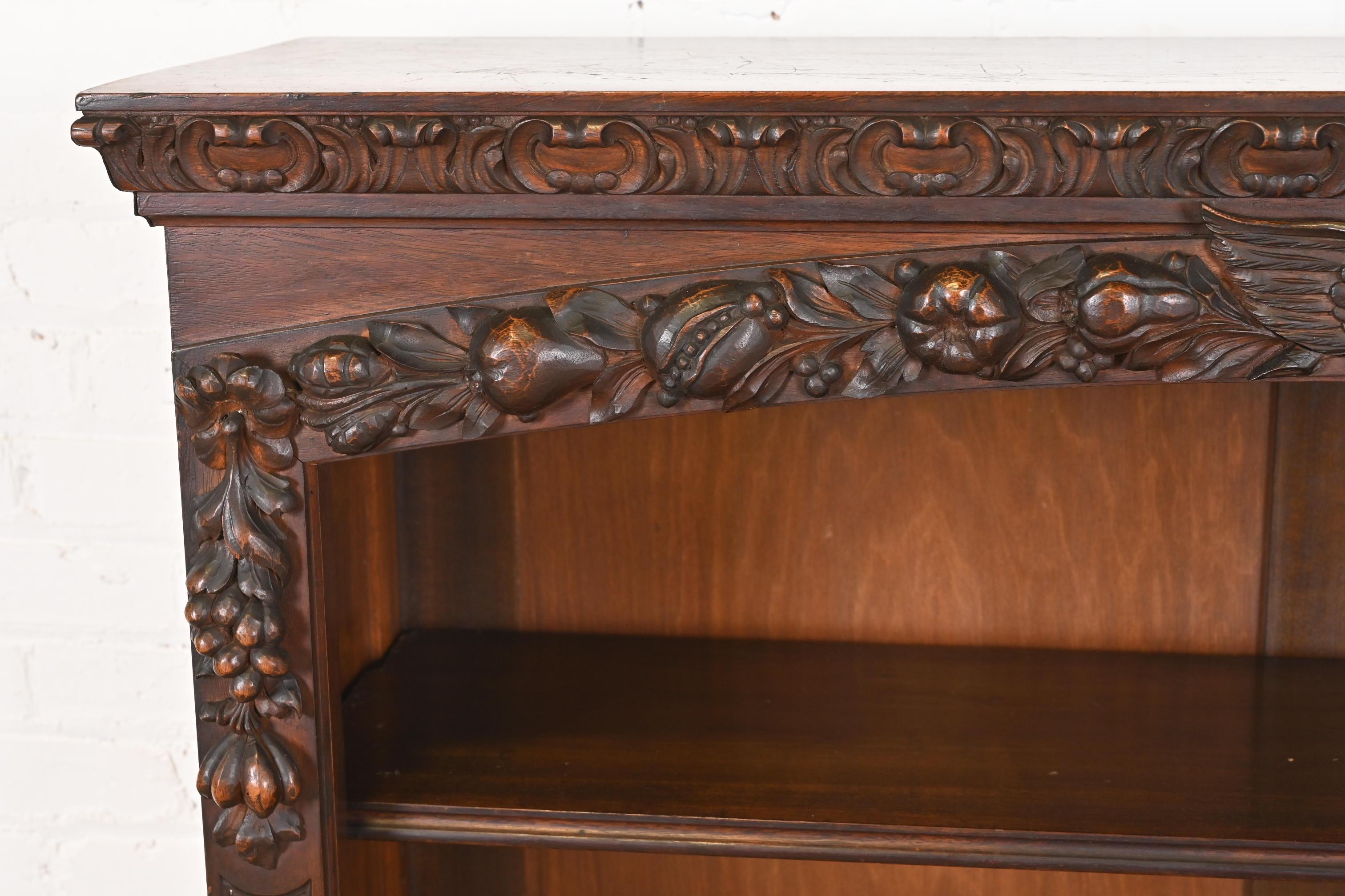 R.J. Horner Style Antique Victorian Renaissance Revival Walnut Bookcase For Sale 3
