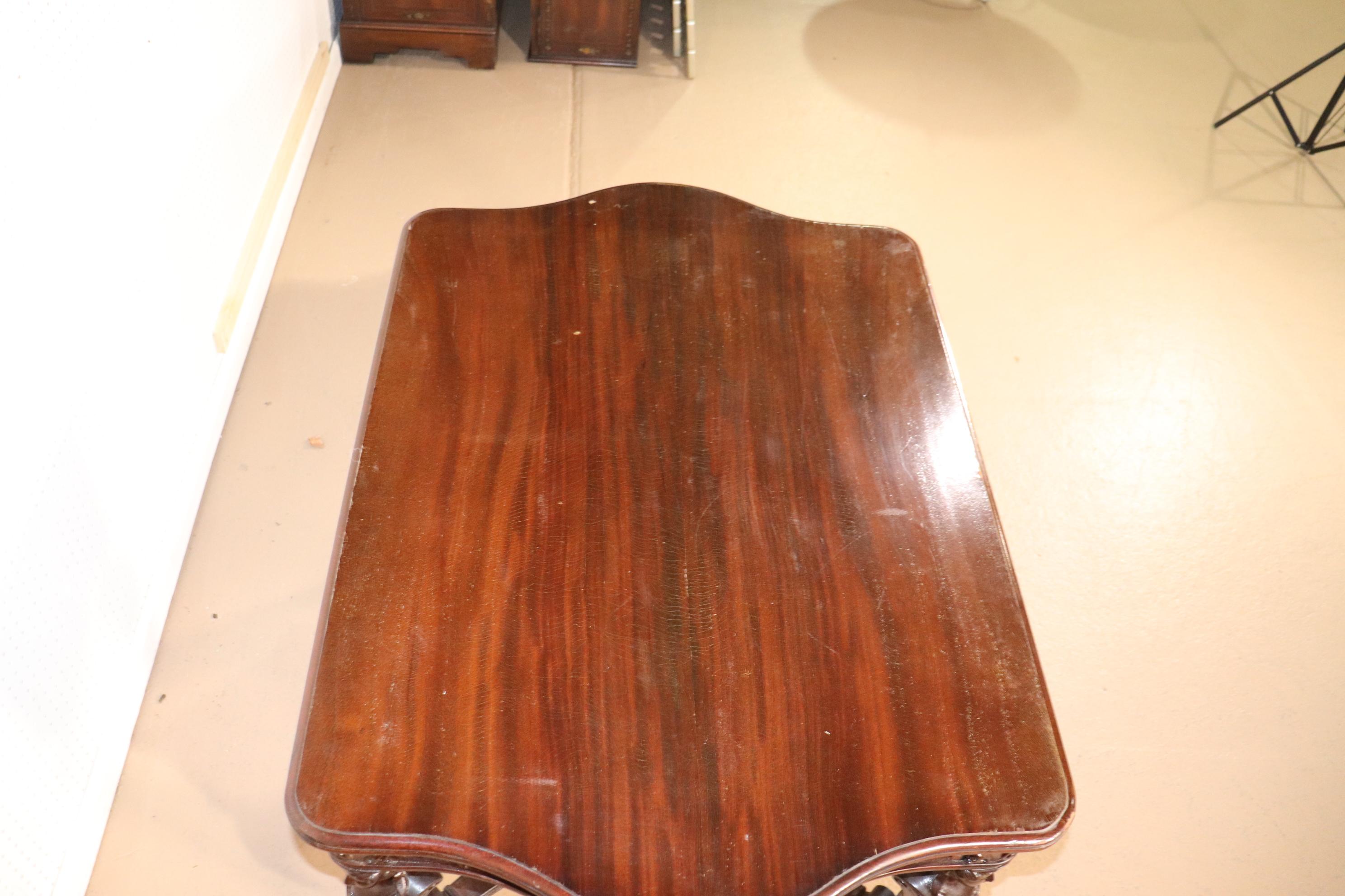 RJ Horner Style Carved Maiden Figural Mahogany Partners Desk Writing Table 6