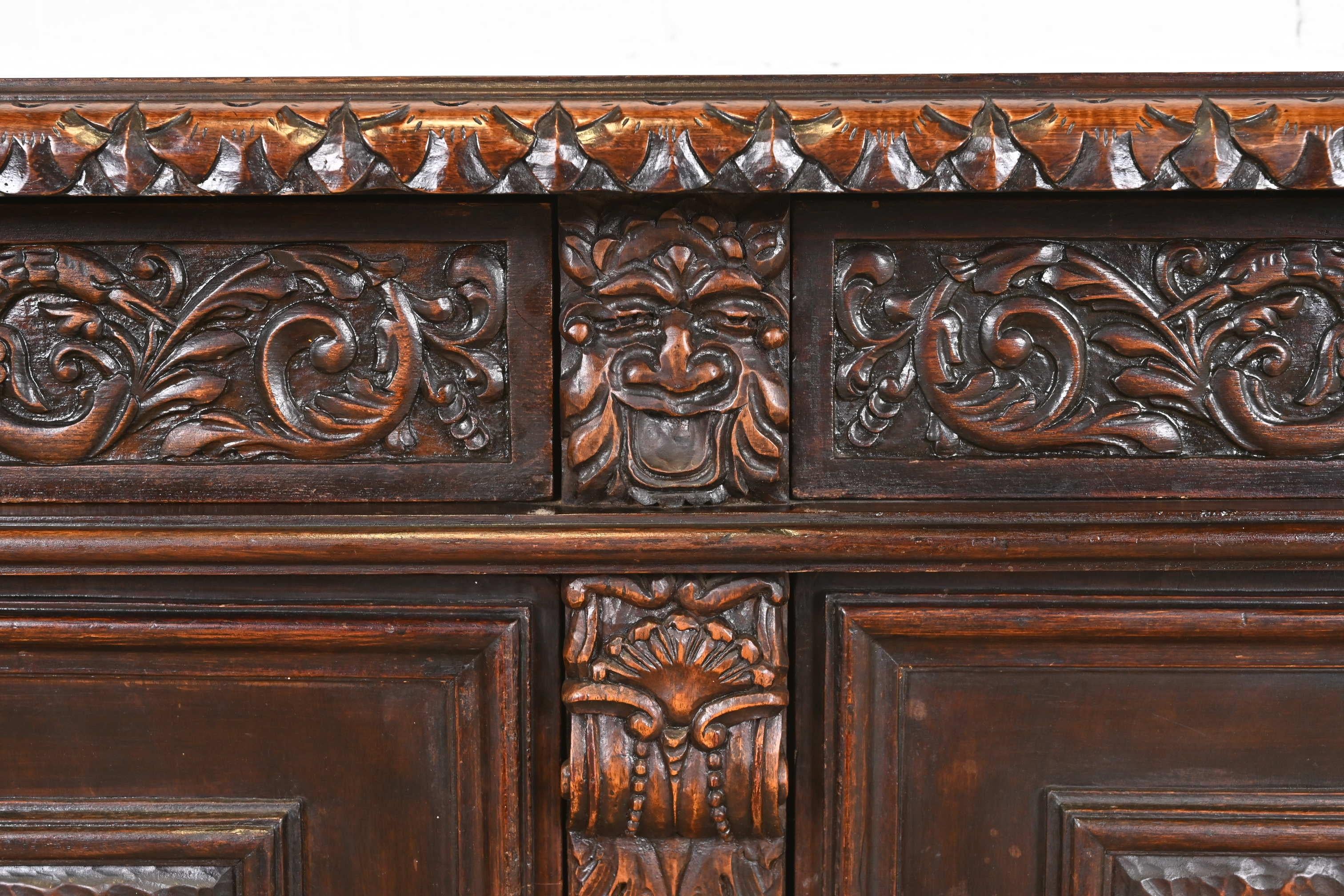 R.J. Horner Style Renaissance Revival Carved Walnut Sideboard or Bar Cabinet, C For Sale 5