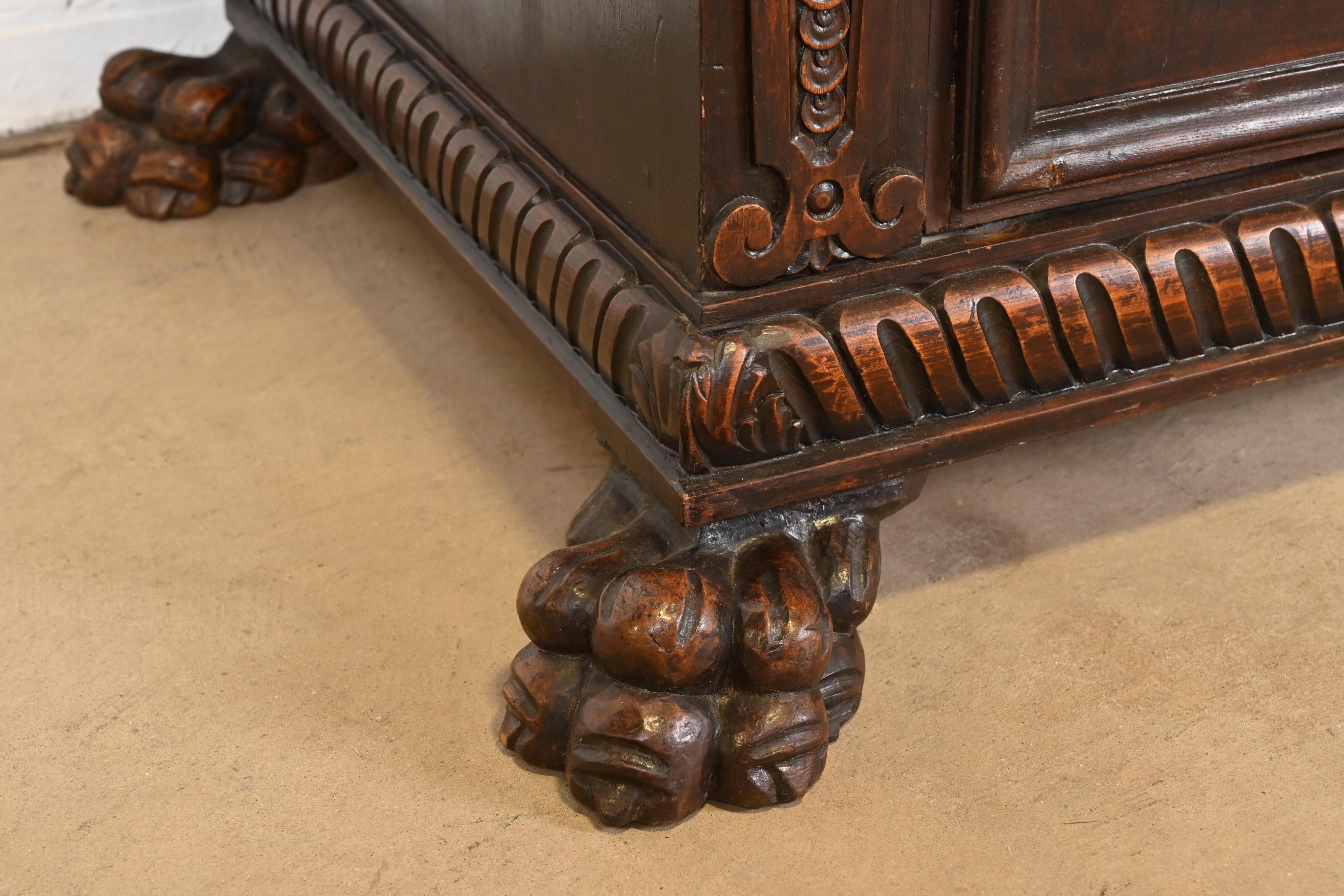 R.J. Horner Style Renaissance Revival Carved Walnut Sideboard or Bar Cabinet, C For Sale 7