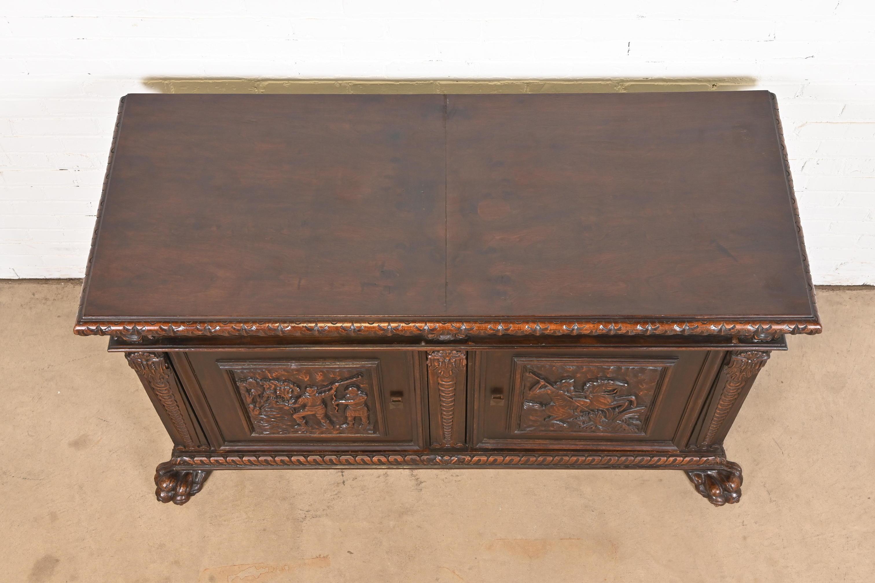 R.J. Horner Style Renaissance Revival Carved Walnut Sideboard or Bar Cabinet, C For Sale 8