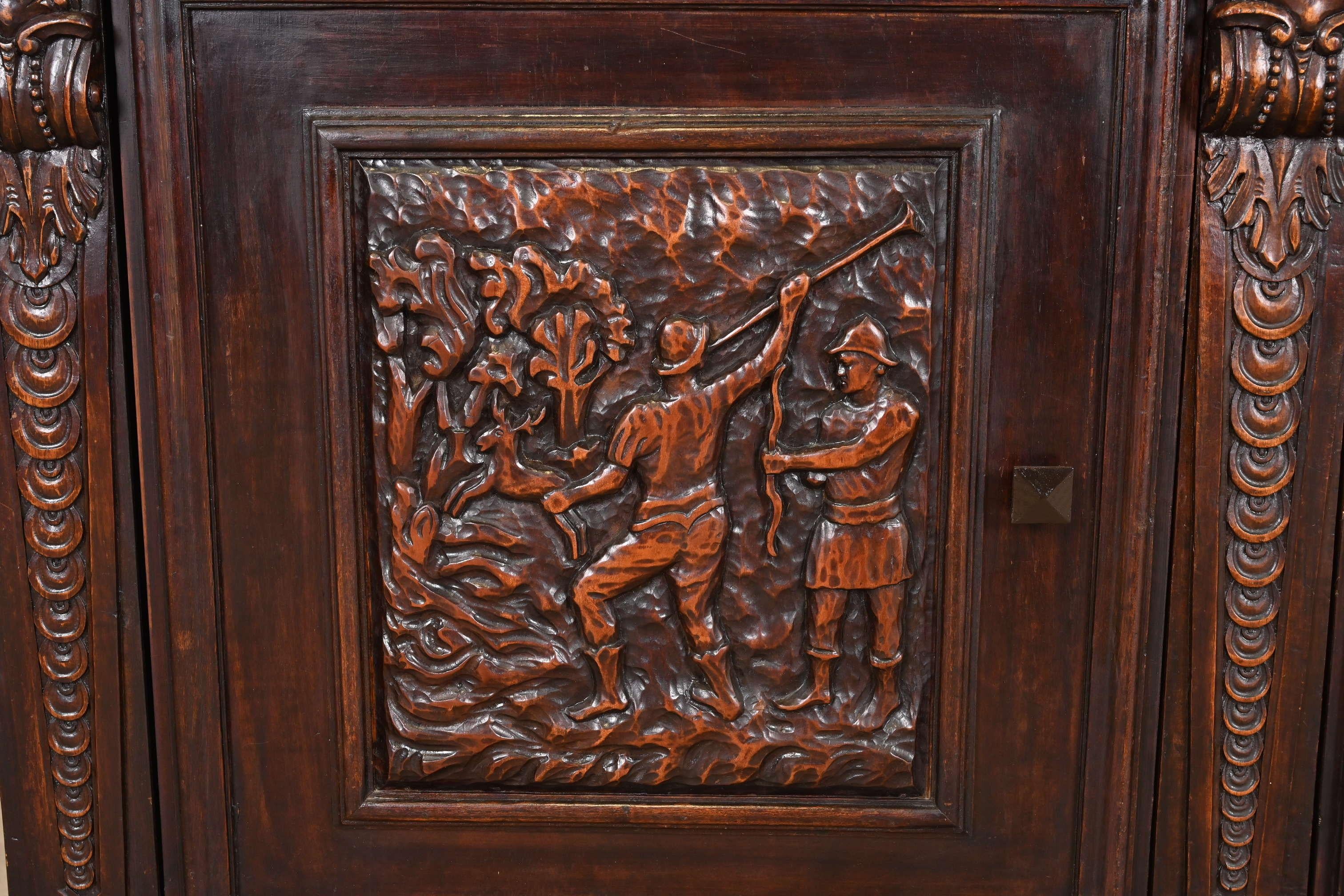R.J. Horner Style Renaissance Revival Carved Walnut Sideboard or Bar Cabinet, C For Sale 3