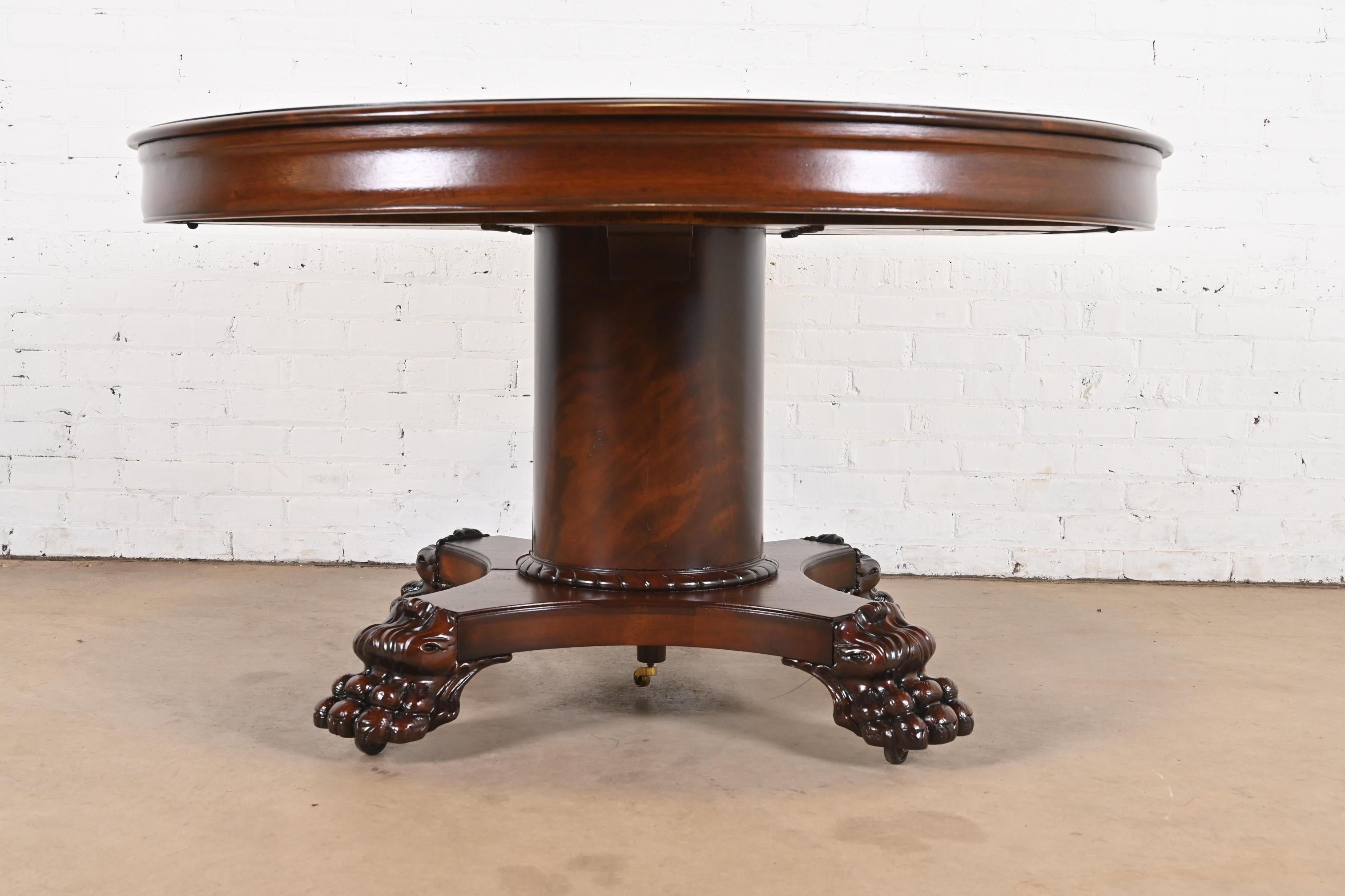 R.J. Horner Victorian Mahogany Pedestal Extension Dining Table, Newly Refinished 6