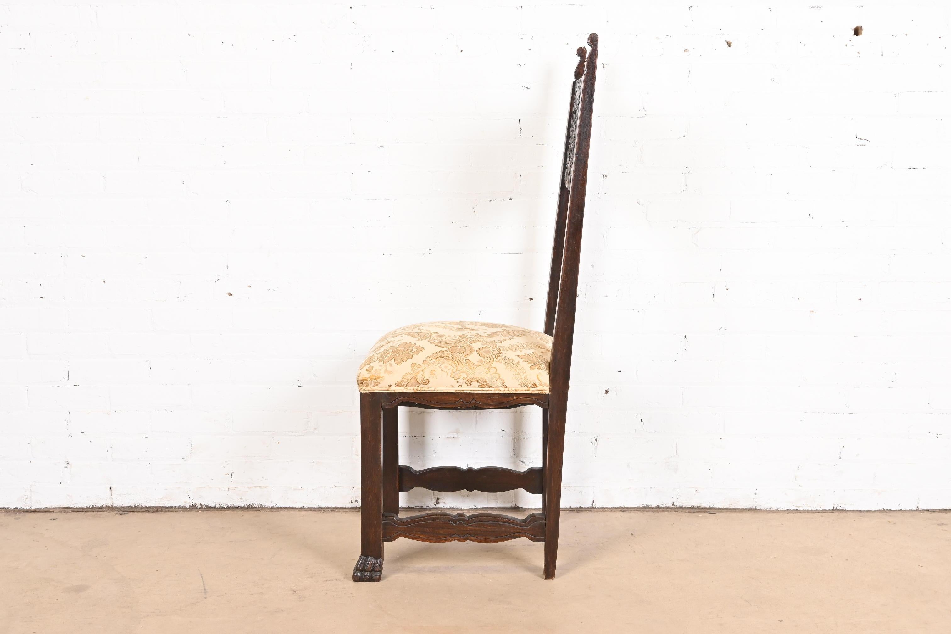 R.J. Horner Victorian Ornate Carved Oak High Back Dining Chairs, Set of Ten For Sale 5