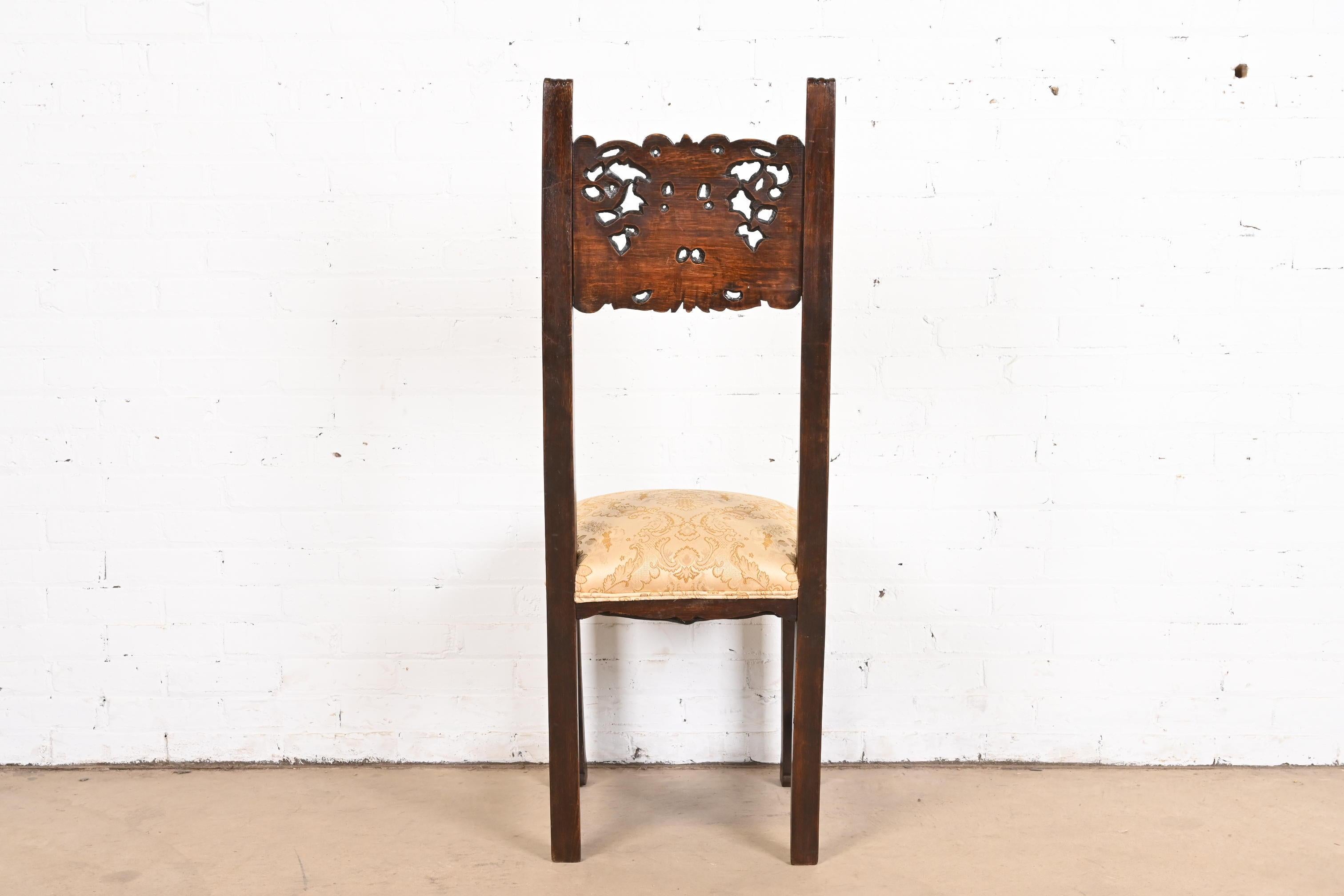 R.J. Horner Victorian Ornate Carved Oak High Back Dining Chairs, Set of Ten For Sale 6