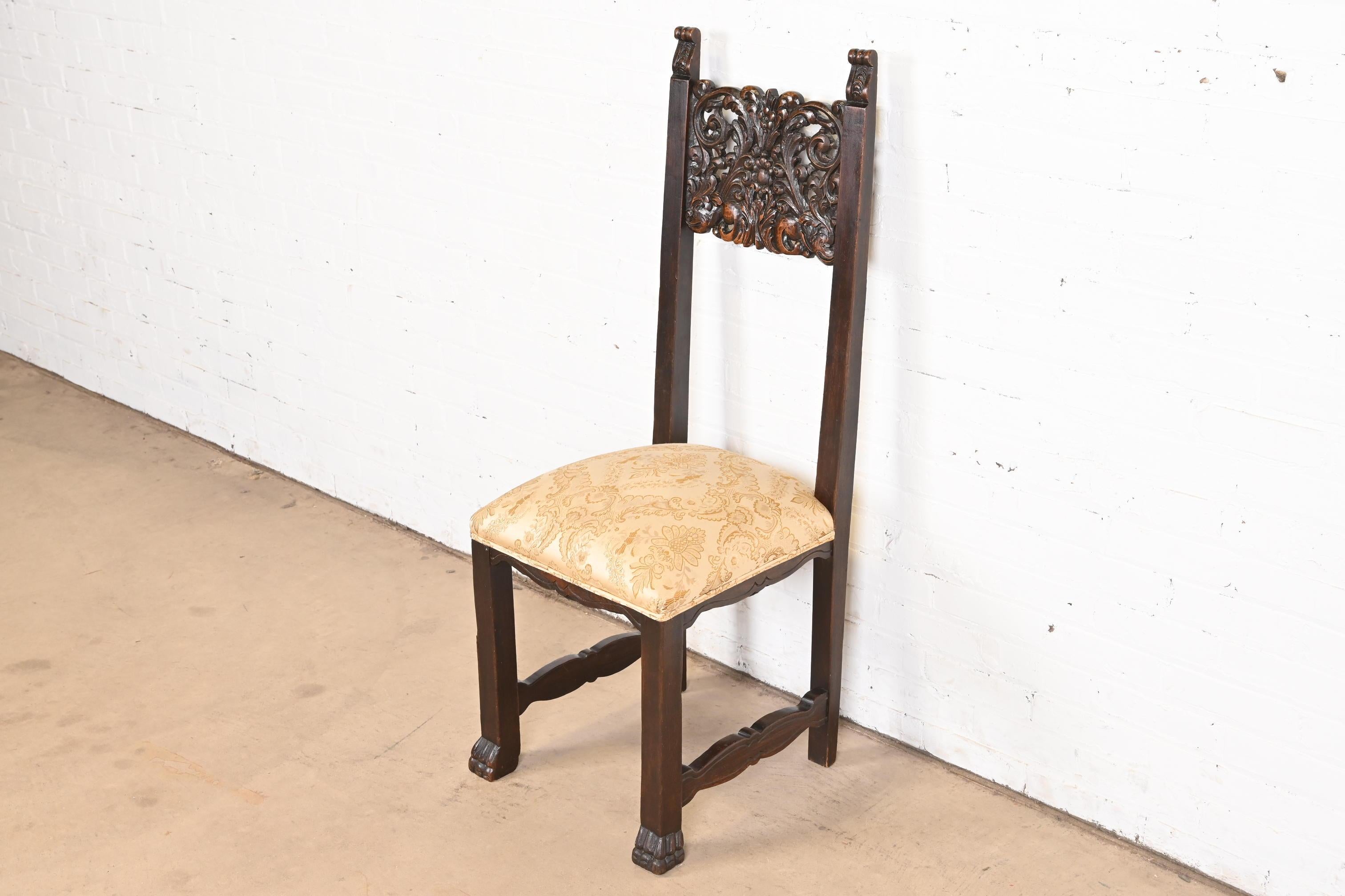 R.J. Horner Victorian Ornate Carved Oak High Back Dining Chairs, Set of Ten For Sale 3