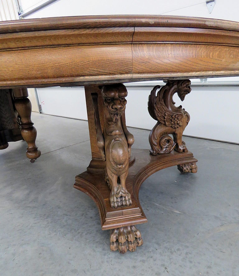 RJ Horner Winged Griffin Oak Dining Table For Sale at 1stdibs