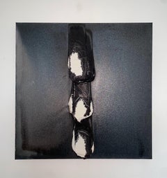 "Untitled" Black and White Textured Abstract Mixed Mediums on Canvas