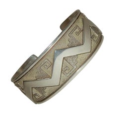 R.J. 'Raynard' Scott Navajo Artist, Sterling Overlay Bracelet