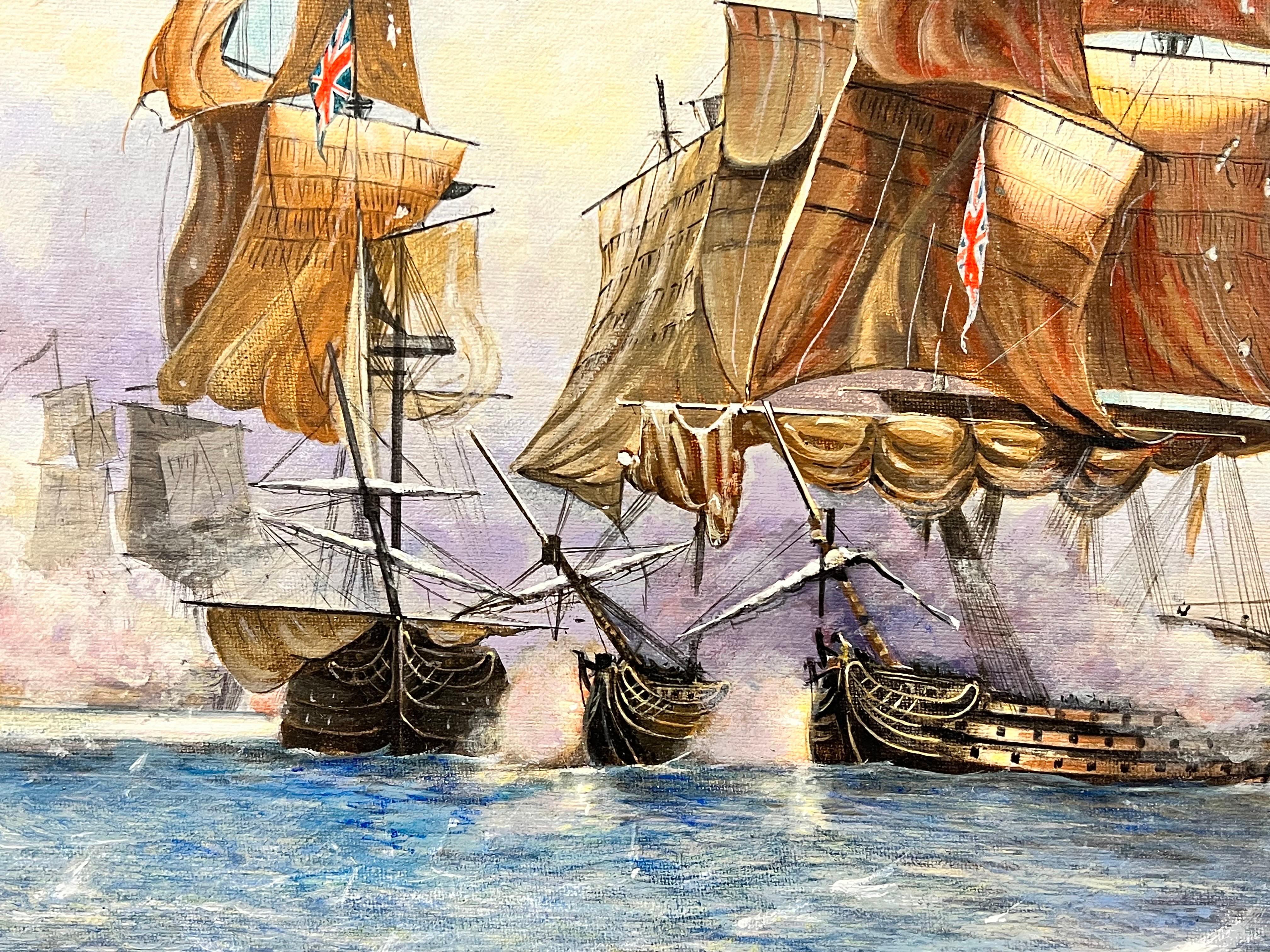 The Battle of Trafalgar Large British Marine Oil Painting Superb Gilt Frame 5