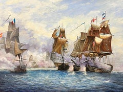 The Battle of Trafalgar Large British Marine Oil Painting Superb Gilt Frame