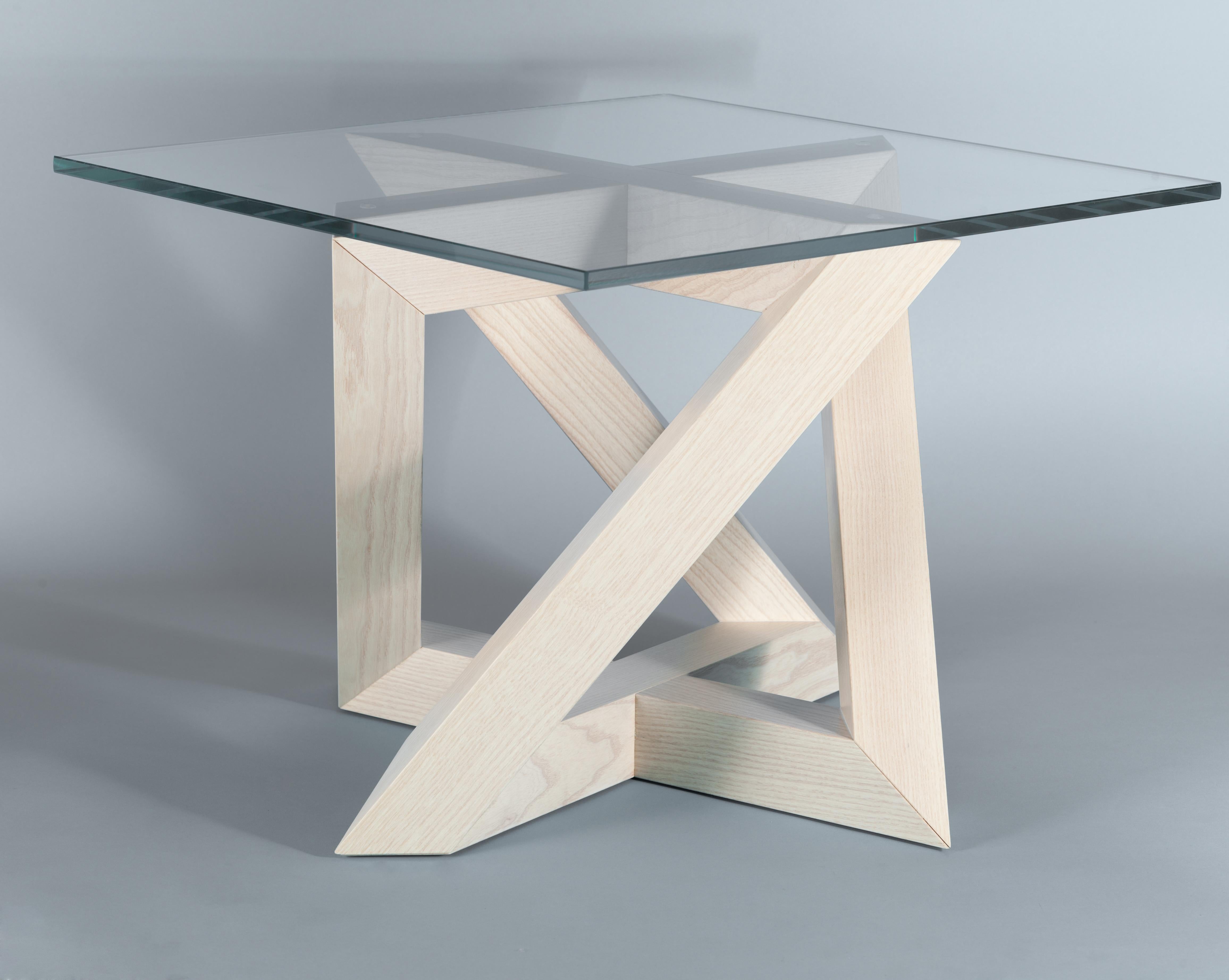 white and wood side table