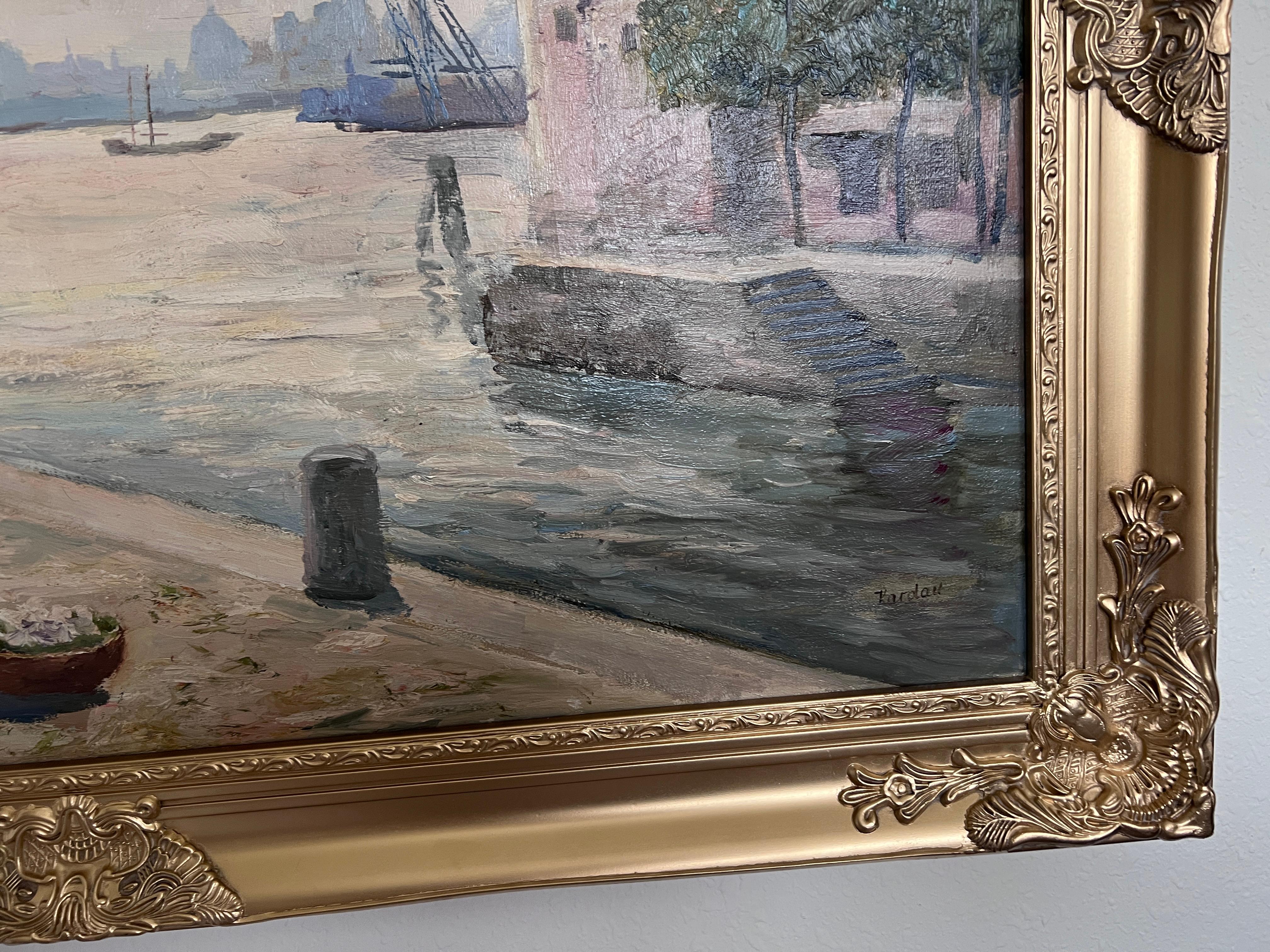 Pintura al óleo sobre lienzo, Escena de mercado de flores europeo, Firmado R.Kardau, enmarcado en venta 6