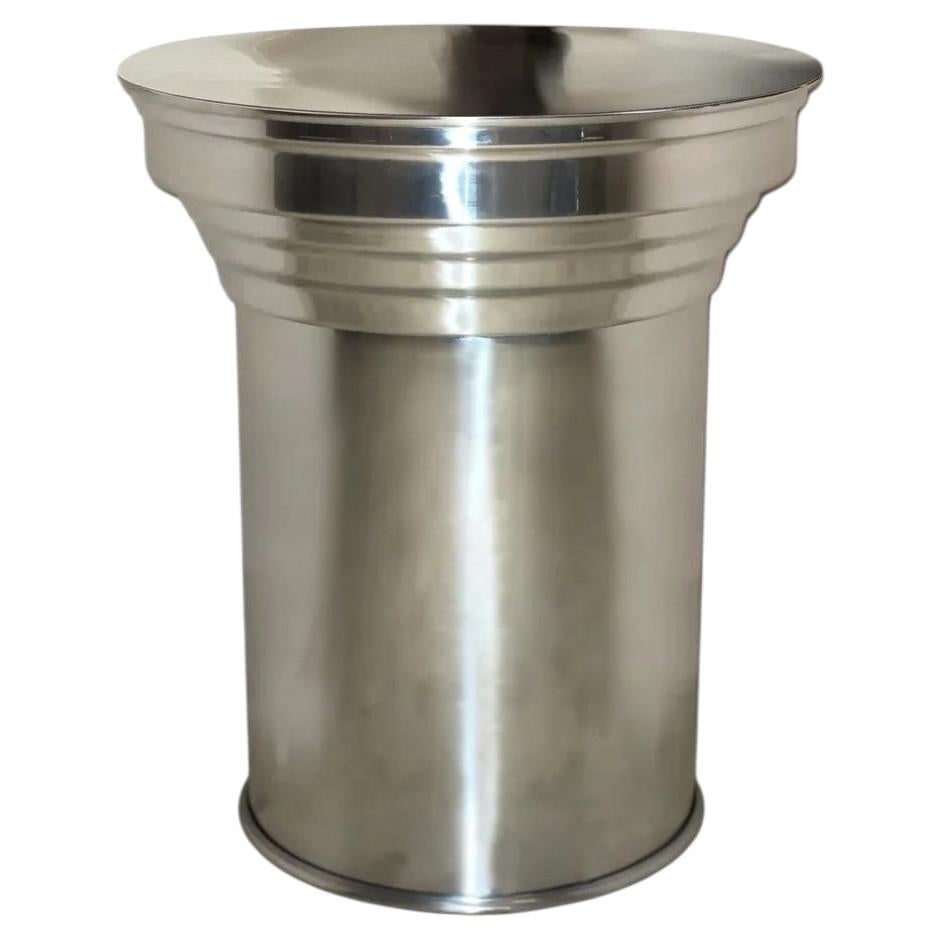 RL 06 Round Side Table in Mirror-Polished Aluminum by CASPAL For Sale