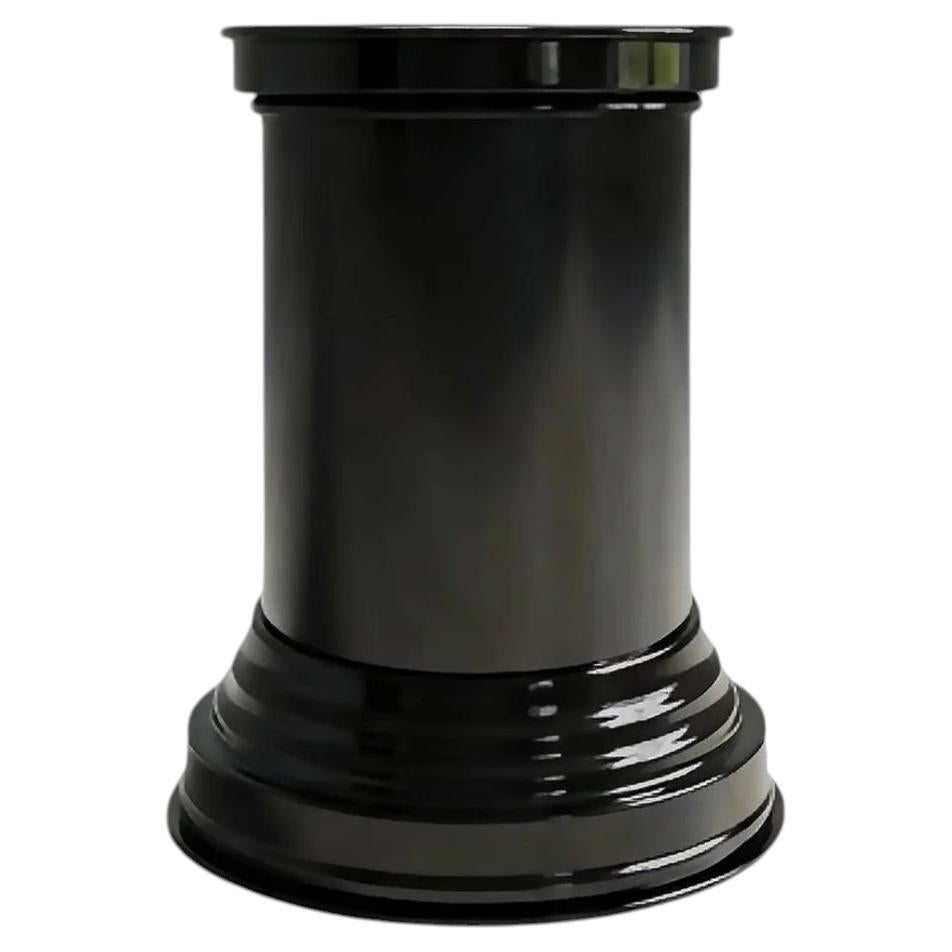 RL 07 Round Side Table in Licorice Glossy Varnished Aluminum by CASPAL For Sale