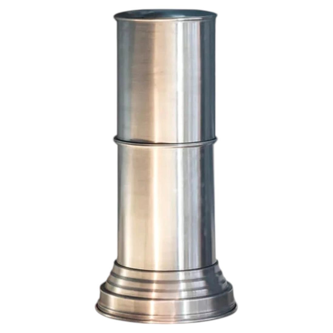 RL 09 Cylindrical Pedestal in Brushed Aluminum by CASPAL For Sale