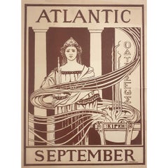 Antique  1895 color print by Emerson - Atlantic September