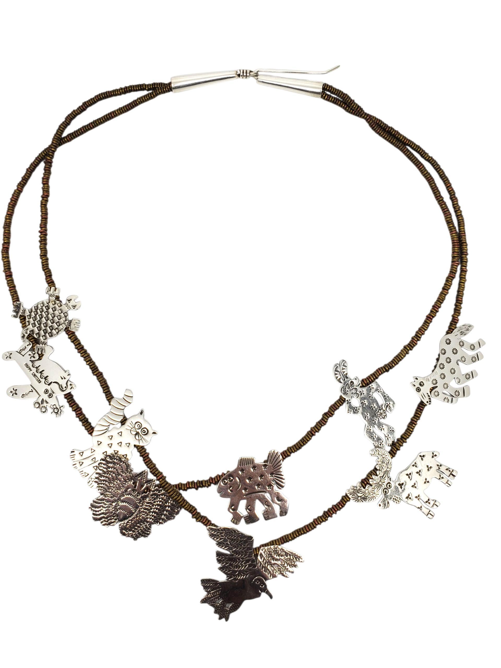 Collana con ciondolo con perline con animali e uccelli #22732 di RLA Sterling Silver