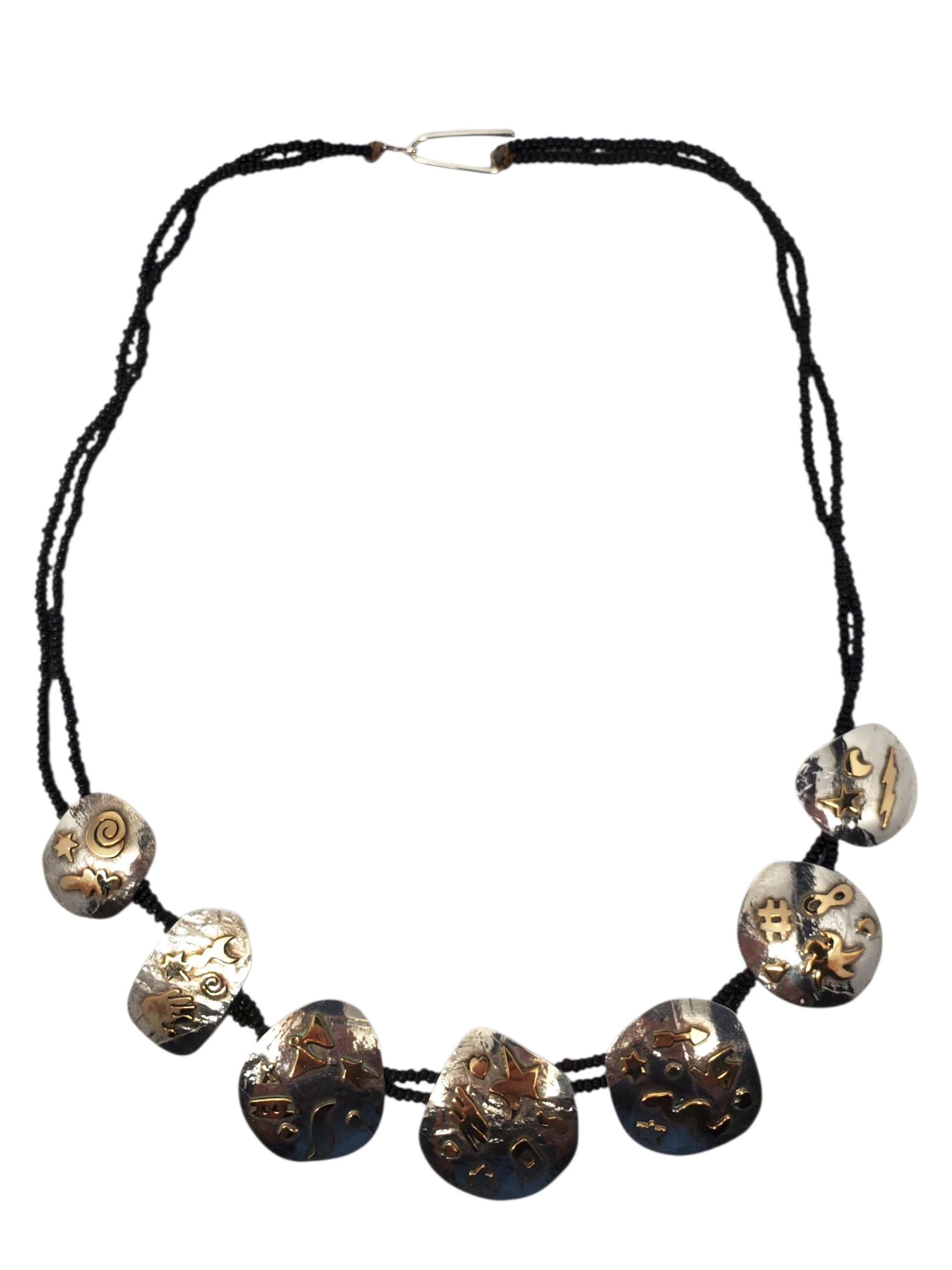 Collana con motivo a perline RLA in argento 925 e placcata oro #22687 in vendita