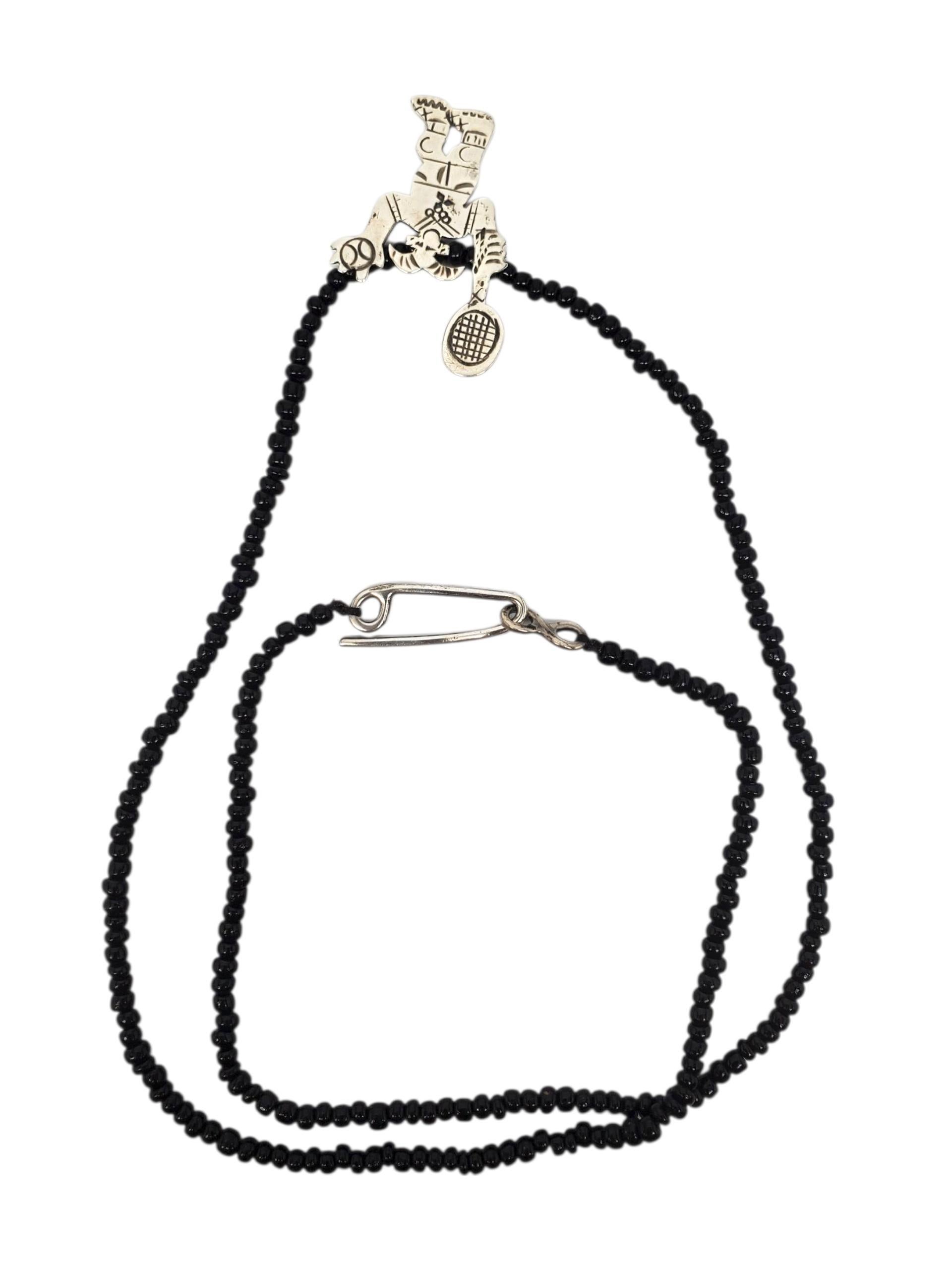 Contemporain Collier de tennis en argent RLA avec pendentif Native American #22660 en vente