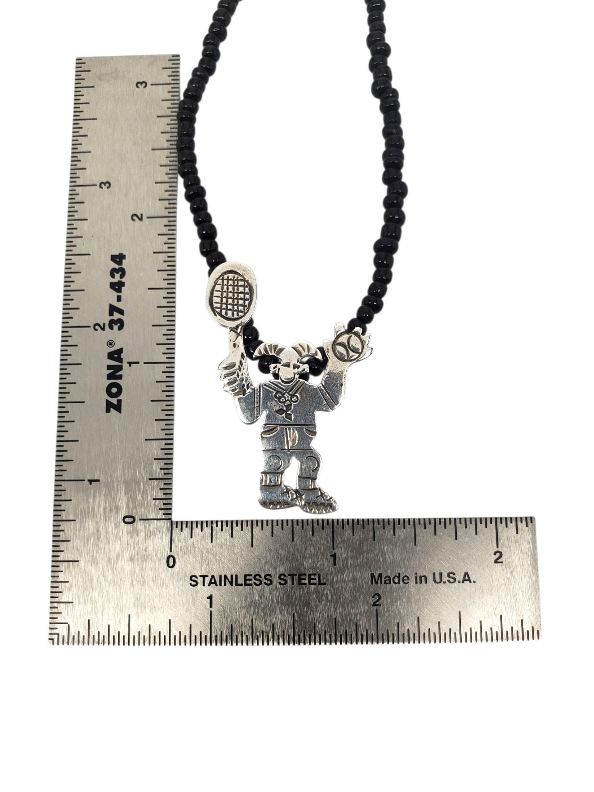 Collier de tennis en argent RLA avec pendentif Native American #22660 en vente 1