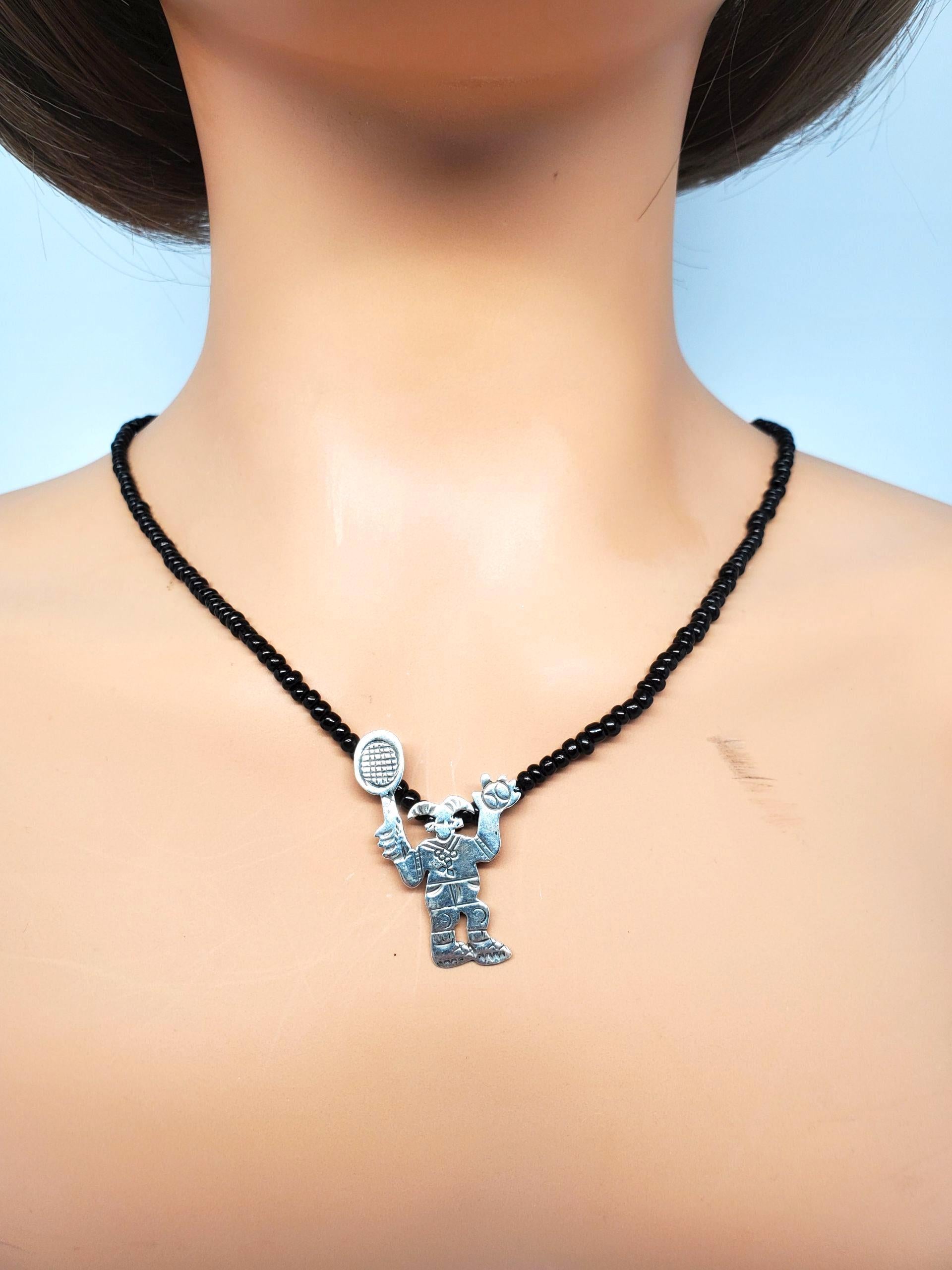 Collier de tennis en argent RLA avec pendentif Native American #22660 en vente 3