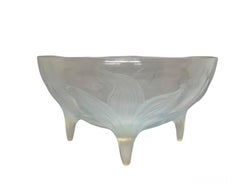 R.Lalique Lys Crystal Opalescent Footed Bowl