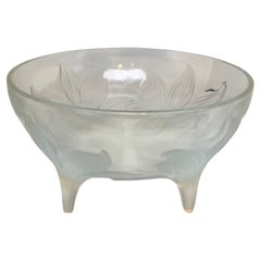 R.Lalique Lys Crystal Opalescent Footed Bowl