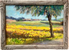 Auvers-sur-Oise France Golden Farm Fields Rural Landscape Signed Oil Painting
