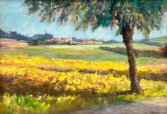 Auvers-sur-Oise France Golden Farm Fields Rural Landscape Signed Oil Painting