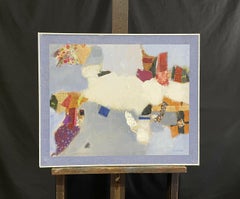 HUGE FRENCH CONTEMPORARY ABSTRACT CUBIST FRAMED PAINTING - RENE LEROY