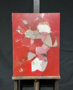 HUGE FRENCH CONTEMPORARY ABSTRACT CUBIST PAINTING - R. LEROY