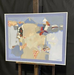 GRANDE QUADRO CUBISTA ASTRATTO CONTEMPORANEO FRANCESE - RENE LEROY (NATO NEL 1932)