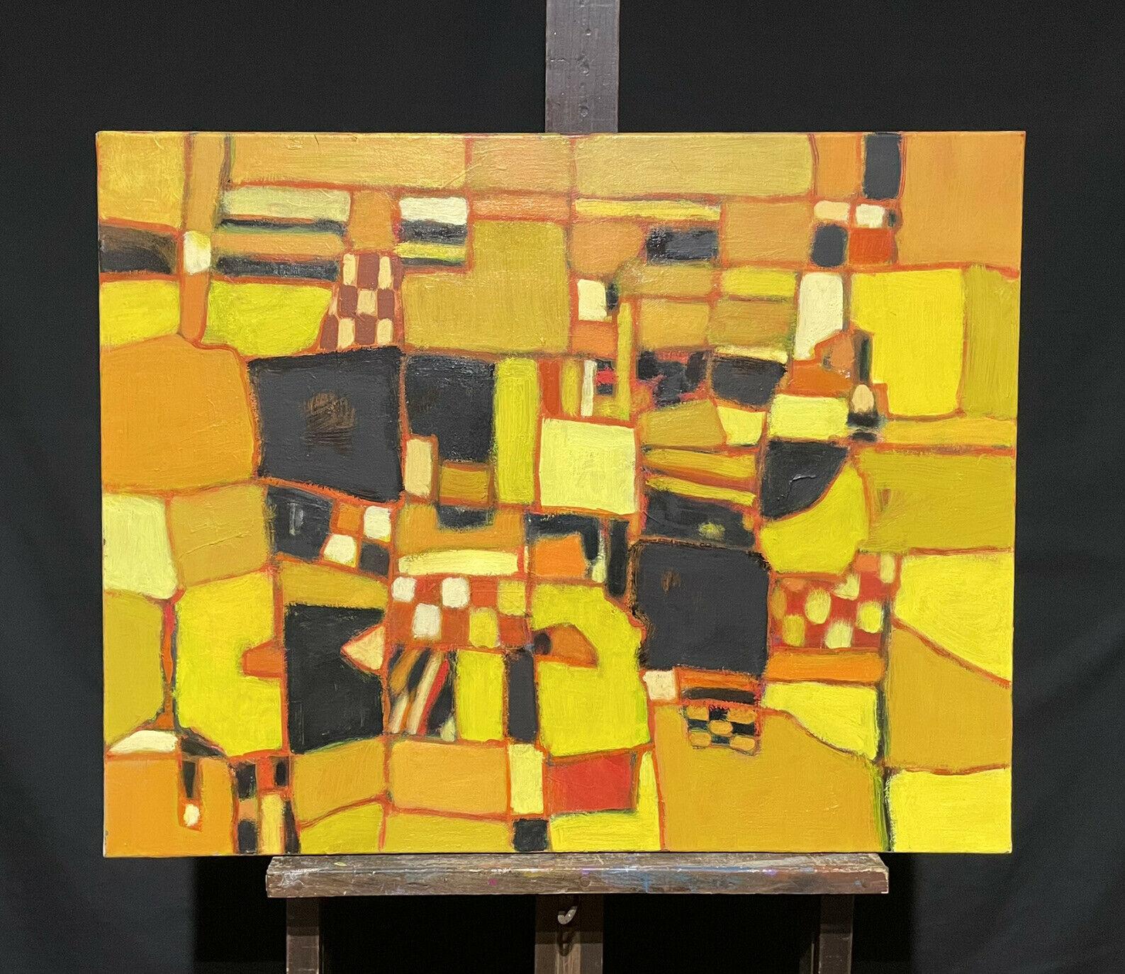 FRENCH CONTEMPORARY ABSTRACT CUBIST PAINTING VERY LARGE CANVAS - Painting by R.Leroy