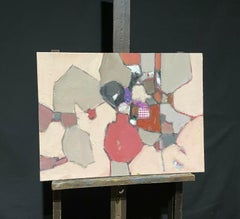 LEROY - FRENCH CONTEMPORARY ABSTRACT CUBIST PAINTING WITH COLLAGE