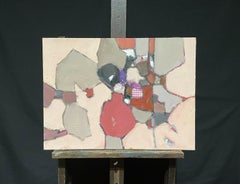 LEROY - FRENCH CONTEMPORARY ABSTRACT CUBIST PAINTING WITH COLLAGE
