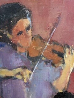 LEROY - FRENCH CONTEMPORARY MODERNIST PAINTING - LADY PLAYING VIOLIN