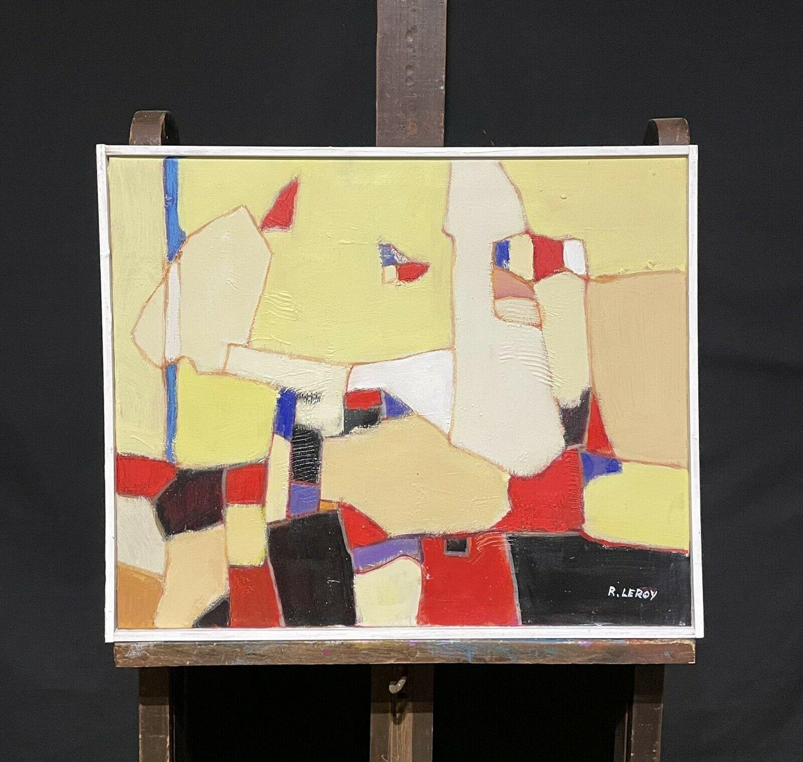 LEROY - LARGE FRENCH CONTEMPORARY ABSTRACT CUBIST PAINTING - Painting by R.Leroy