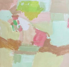 PASTEL PINKS & GREEN COLORS - FRENCH CONTEMPORARY ABSTRACT CUBIST PAINTING