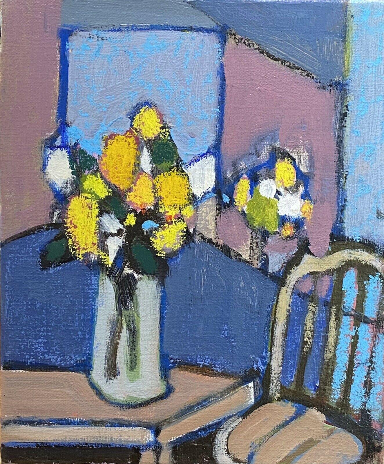R.Leroy Still-Life Painting - RENE LEROY - FRENCH CONTEMPORARY MODERNIST PAINTING - INTERIOR WITH FLOWERS