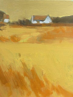 RENE LEROY - FRENCH CONTEMPORARY MODERNIST PAINTING - WARM LANDSCAPE AT DUSK