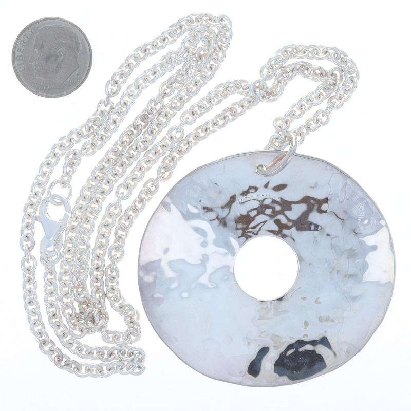 RLM Studio Circular Disk Hammered Pendant Necklace Sterling Silver 925 Cut Out In Excellent Condition For Sale In Greensboro, NC