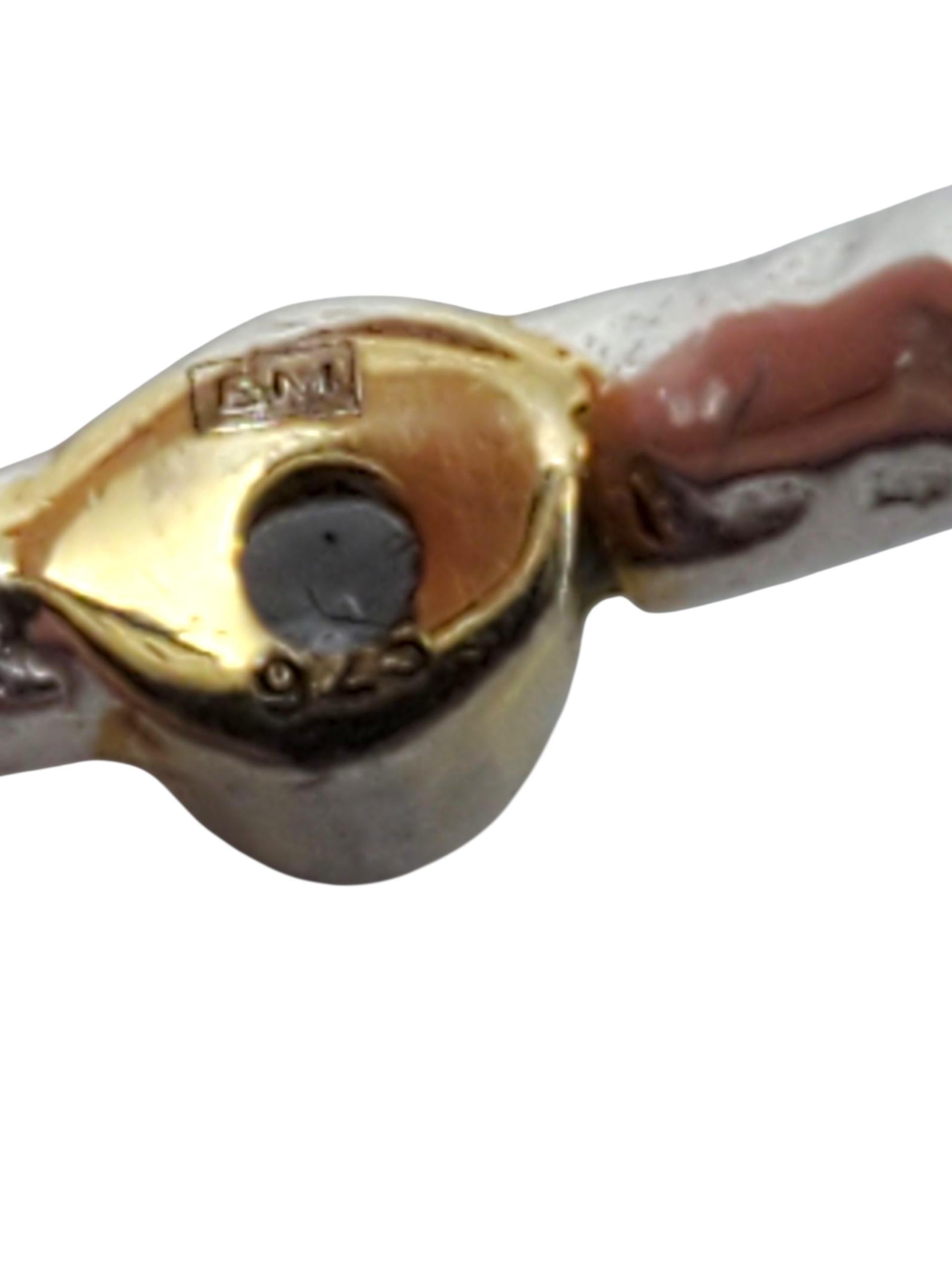 Studio A. RLM CZ in argento sterling e tonalità oro Anello con fascia martellata misura 8 1/4 #23724 In condizioni buone in vendita a Washington Depot, CT