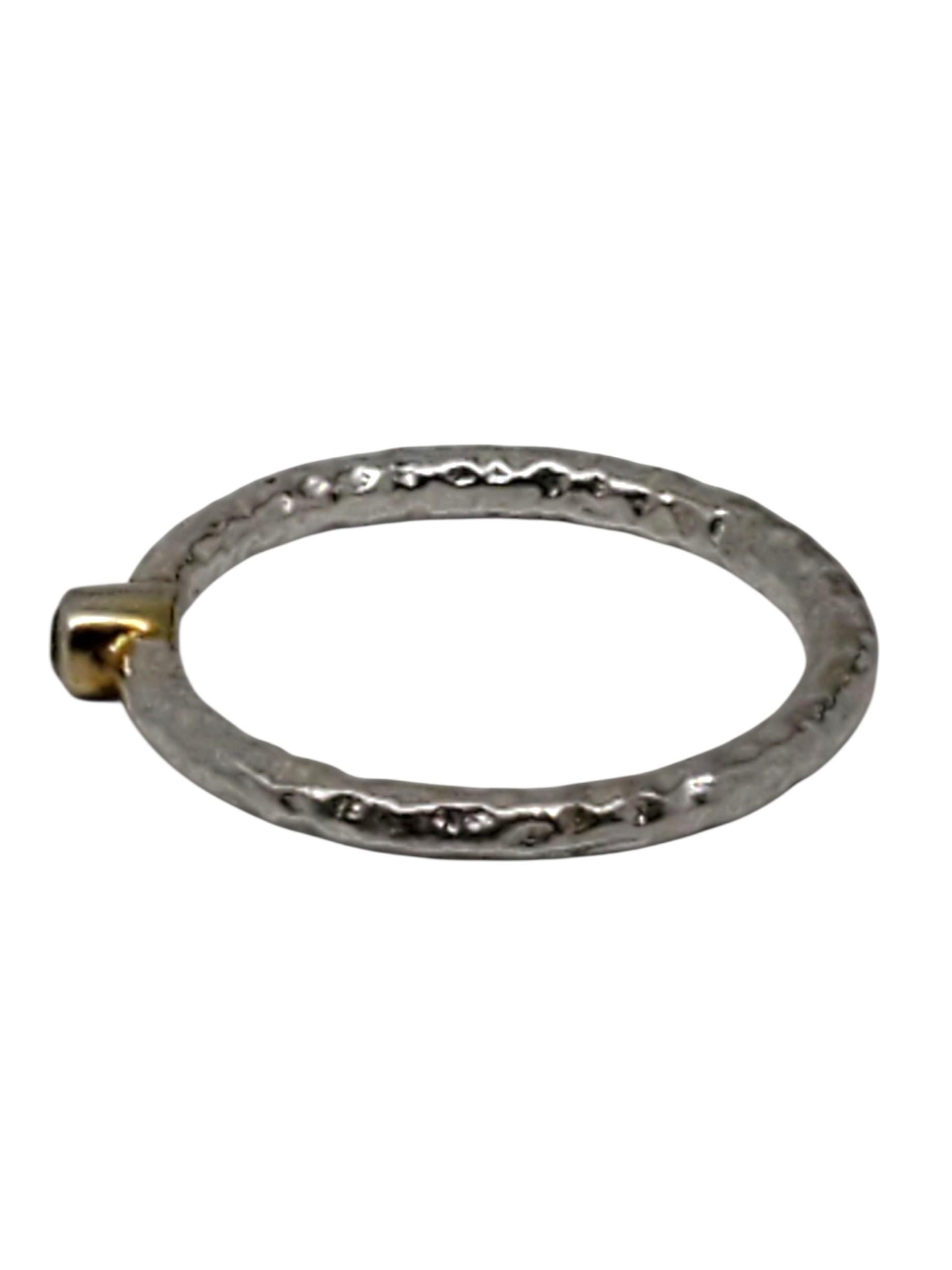 Studio A. RLM CZ in argento sterling e tonalità oro Anello con fascia martellata misura 8 1/4 #23724 in vendita 3