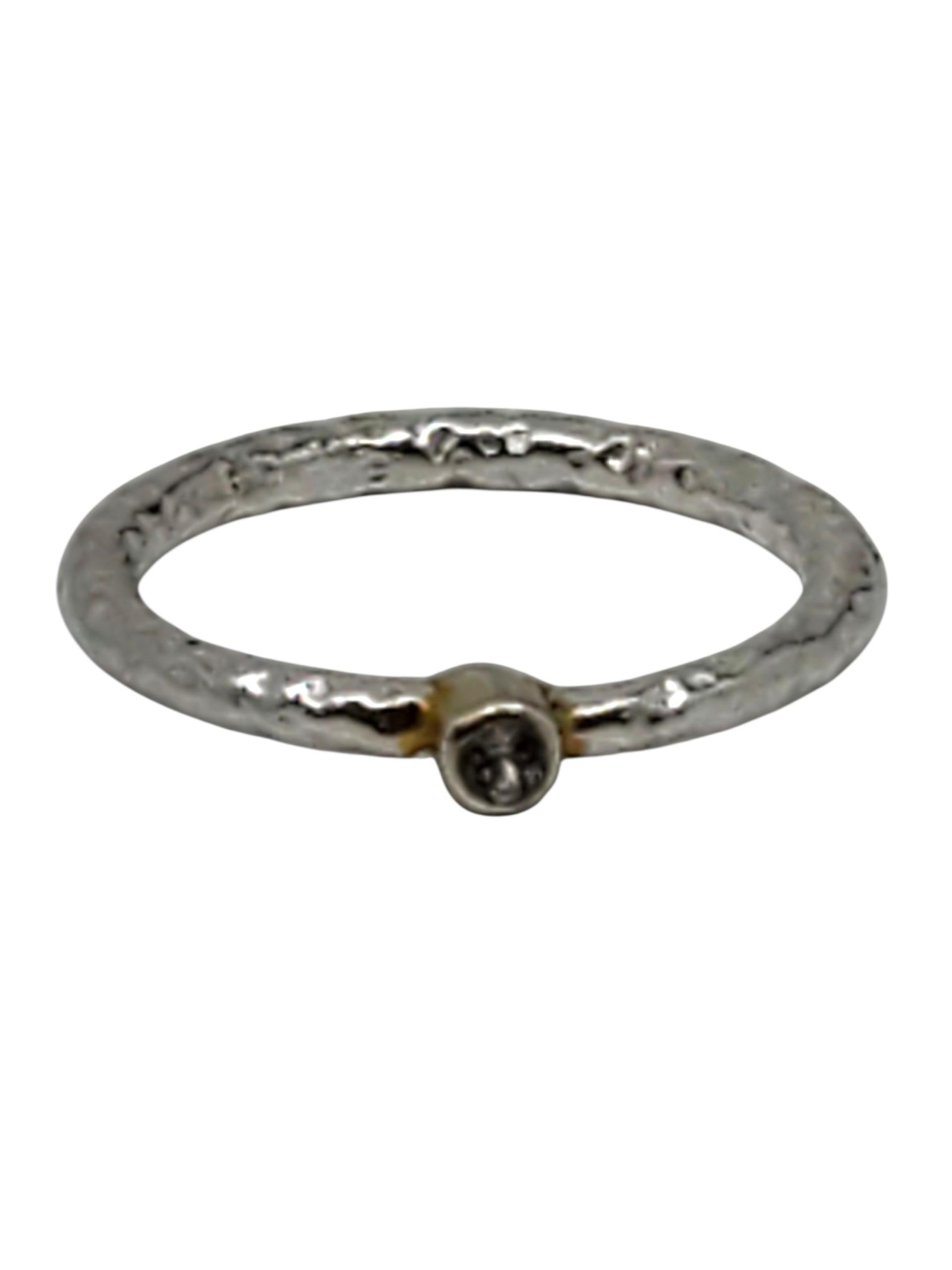 Studio A. RLM CZ in argento sterling e tonalità oro Anello con fascia martellata misura 8 1/4 #23724 in vendita